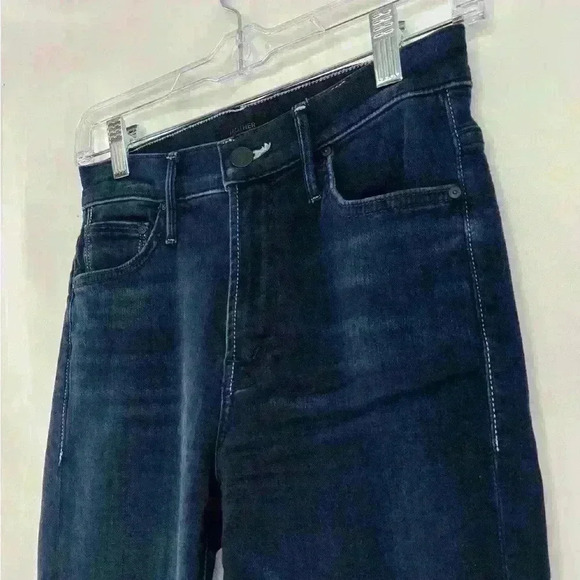 Mother Denim Insider Crop Step Fray Dark Straight Leg in Night Tripper Size 25 - Picture 5 of 14